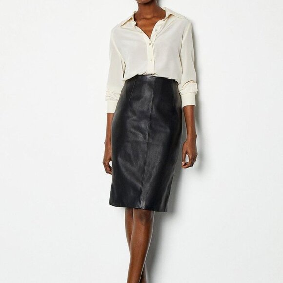 Leather Pencil Skirt sz 6 - Black - Picture 1 of 11